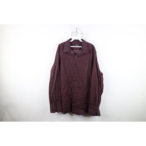 Express Mens 2XL XXL Slim Fit Geometric Tapestry Collared Button Shirt Cotton - Picture 1 of 11
